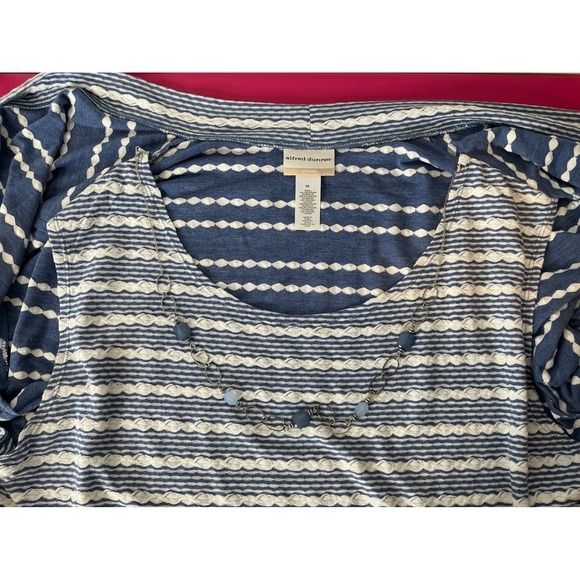 Alfred Dunner Womens Knit Cardigan Tank Underlay Necklace Set Sz 3X Coastal - Picture 5 of 10